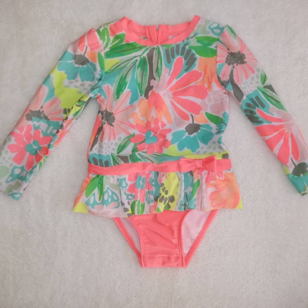 Cat & Jack toddler girl rash guard bathing suit 3t